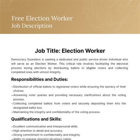 election worker job description